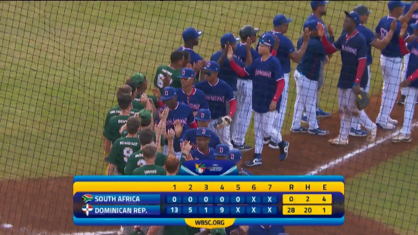 República Dominicana aplasta 28-0 a Sudáfrica con súper nocaut en cinco entradas